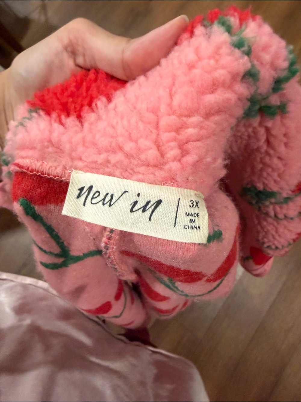 Pink Sherpa Jacket with Red Cherry Print - Picture 2 of 6